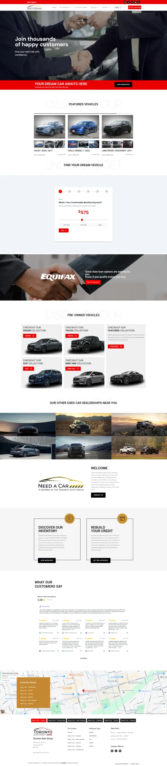 Need A Car Website Scrolling Preview